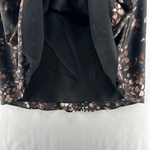 Halogen Midi Skirt Womens Sz 1 Pull On Stretch Chiffon Boho Floral Black Brown - Picture 8 of 11